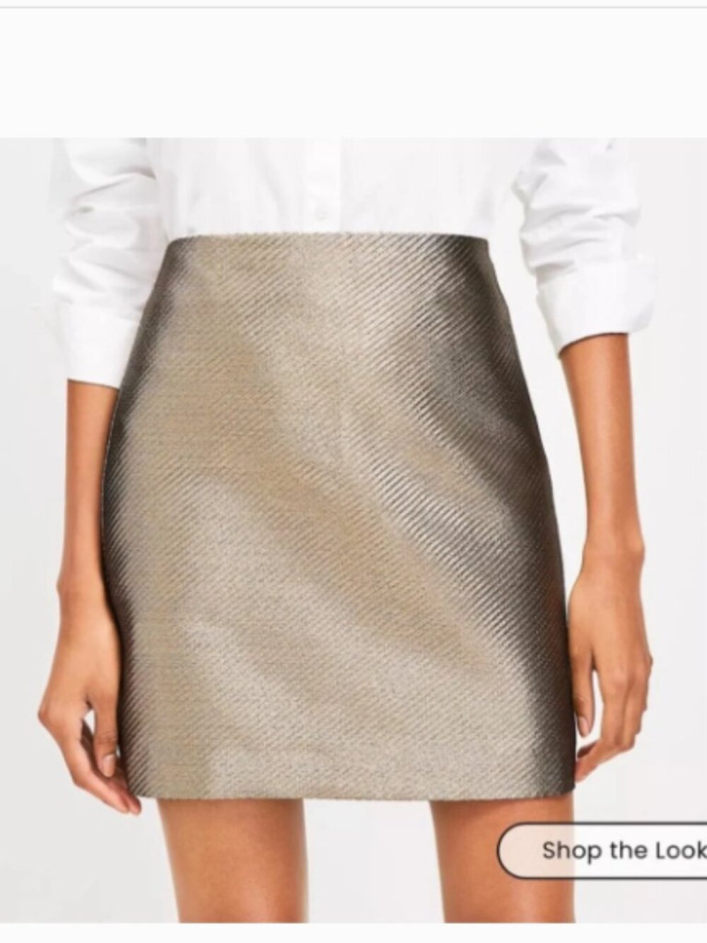 LOFT Gold Metallic Textured Jacquard Mini Skirt Size 6 NWT - Picture 2 of 11